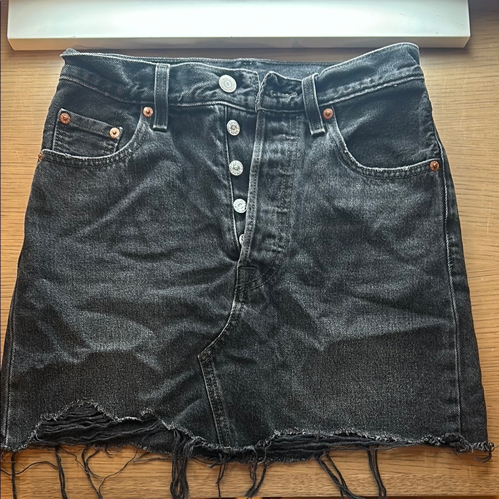 Levi's Black Denim Button-Up Skirt